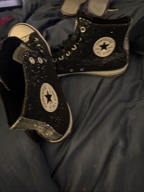 Converse men Black Glitter High-Top Sneakers ( man 11 woman 13)
